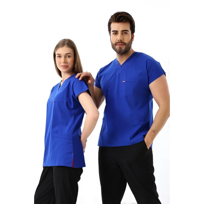 Bflex Unisex Likralı Yarasa Kol Tek Üst - 6411 Saks Mavi Soft