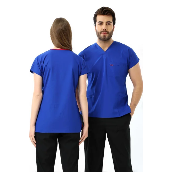 Bflex Unisex Likralı Yarasa Kol Tek Üst - 6411 Saks Mavi Soft