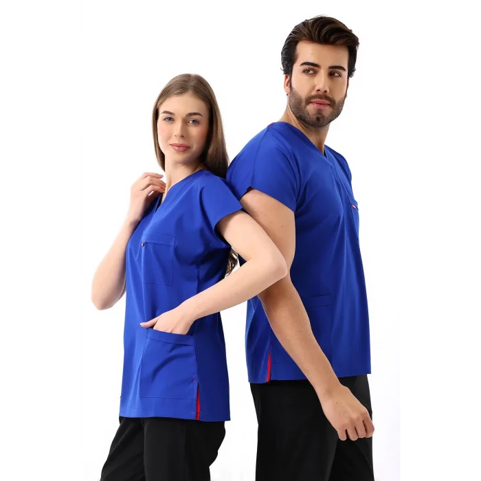 Bflex Unisex Likralı Yarasa Kol Tek Üst - 6411 Saks Mavi Soft