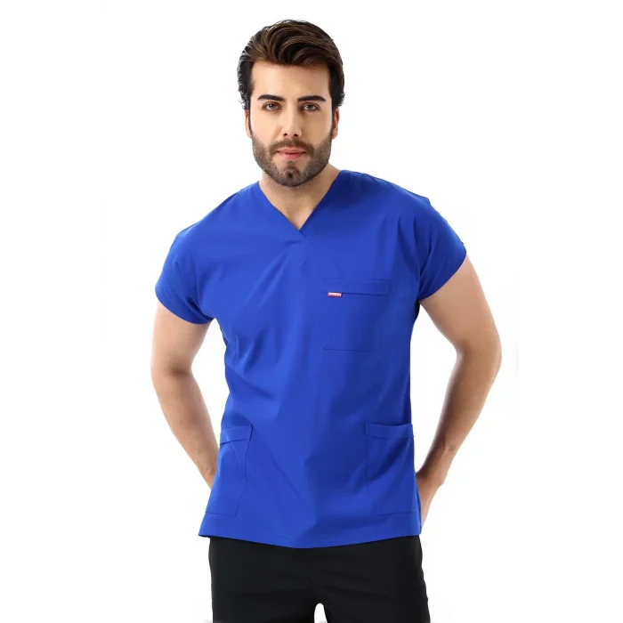 Bflex Unisex Likralı Yarasa Kol Tek Üst - 6411 Saks Mavi Soft
