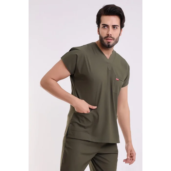 Bflex Unisex Likralı Yarasa Kol Tek Üst - 6427 Haki Yeşili