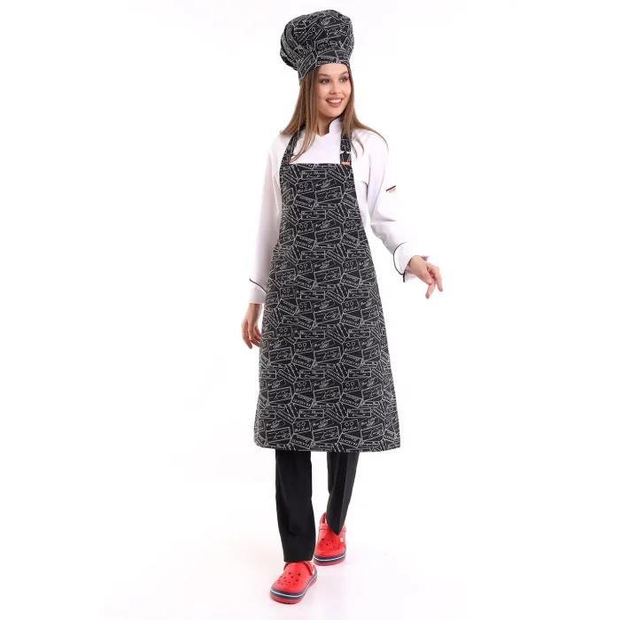 Desenli Askılı Önlük - 2504Yazılı
