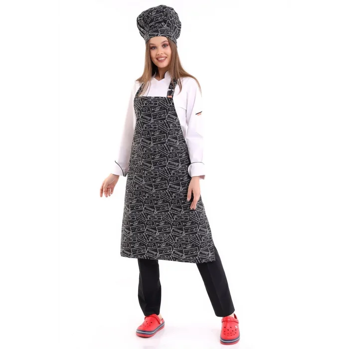 Desenli Askılı Önlük - 2504Yazılı