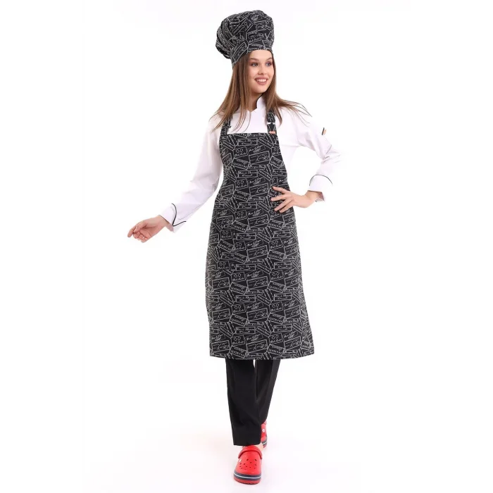 Desenli Askılı Önlük - 2504Yazılı