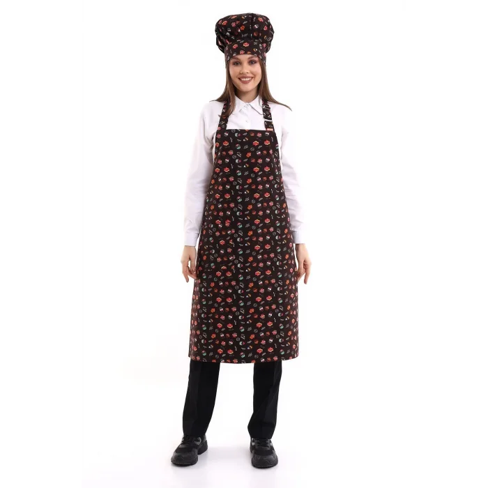 Desenli Askılı Önlük - 3105 Pasta Desenli