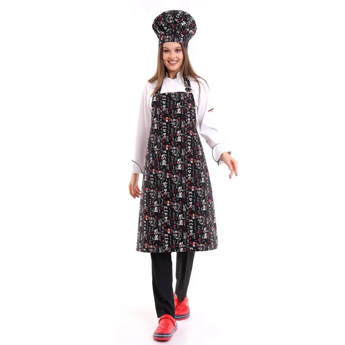 Desenli Askılı Önlük - 3106 China Baskı