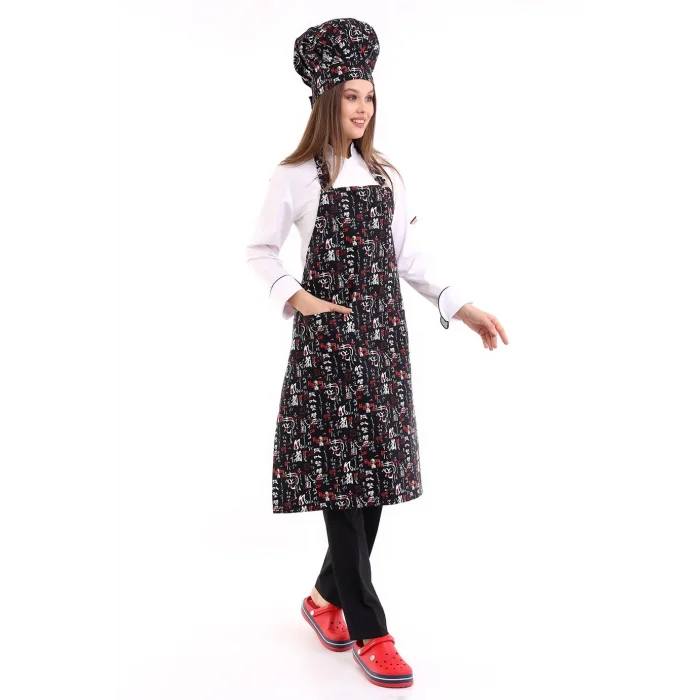 Desenli Askılı Önlük - 3106 China Baskı