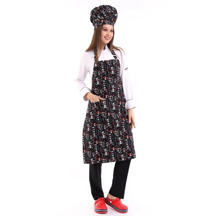 Desenli Askılı Önlük - 3106 China Baskı