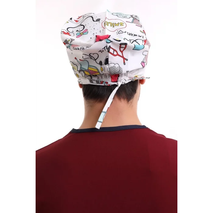 Dijital Unisex Desenli Bone - 6503 Beyaz Stetoskop