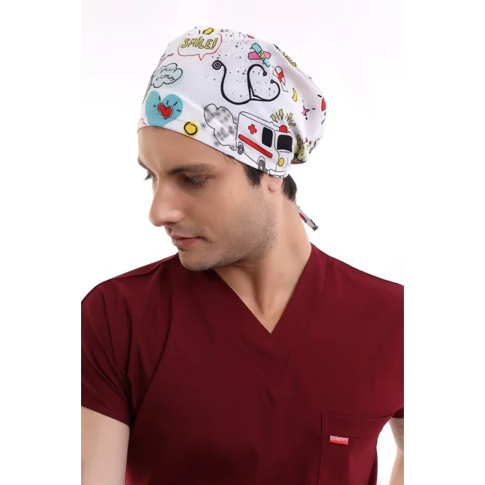 Dijital Unisex Desenli Bone - 6503 Beyaz Stetoskop