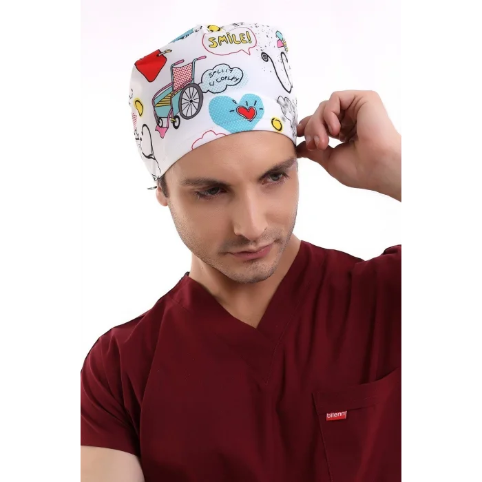 Dijital Unisex Desenli Bone - 6503 Beyaz Stetoskop