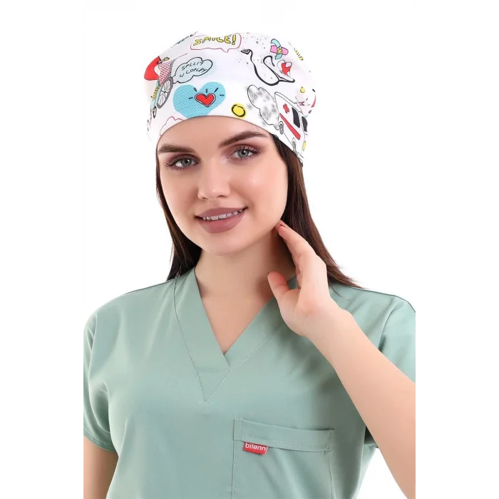 Dijital Unisex Desenli Bone - 6503 Beyaz Stetoskop