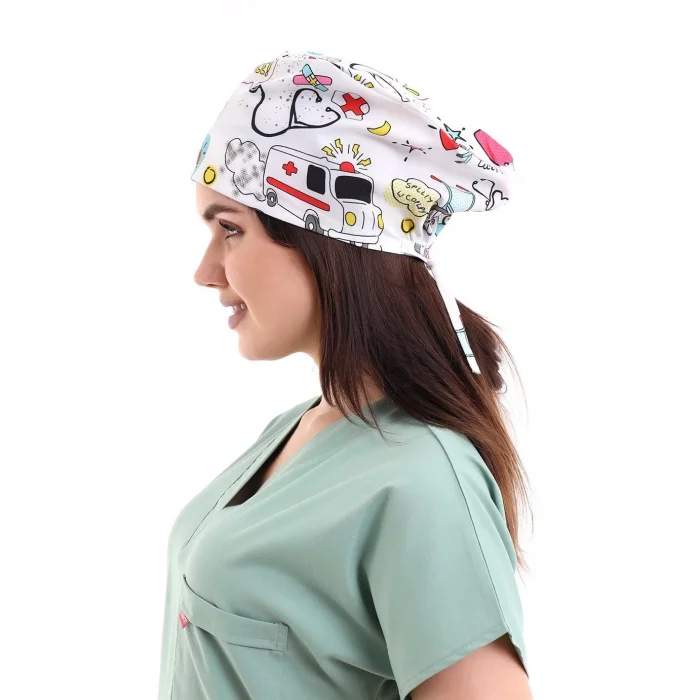 Dijital Unisex Desenli Bone - 6503 Beyaz Stetoskop