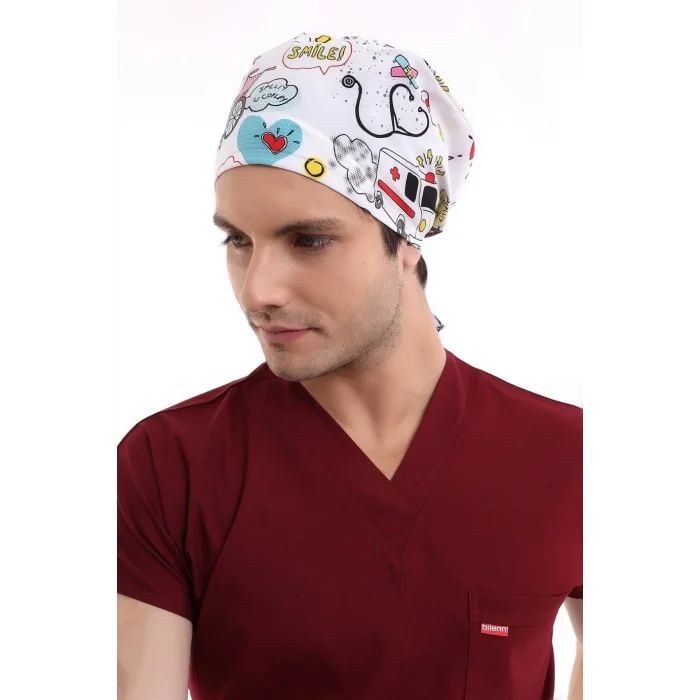 Dijital Unisex Desenli Bone - 6503 Beyaz Stetoskop