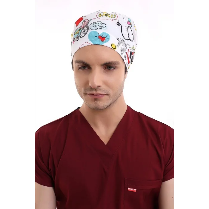 Dijital Unisex Desenli Bone - 6503 Beyaz Stetoskop