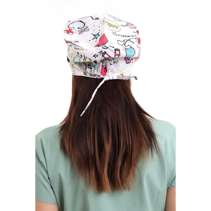 Dijital Unisex Desenli Bone - 6503 Beyaz Stetoskop