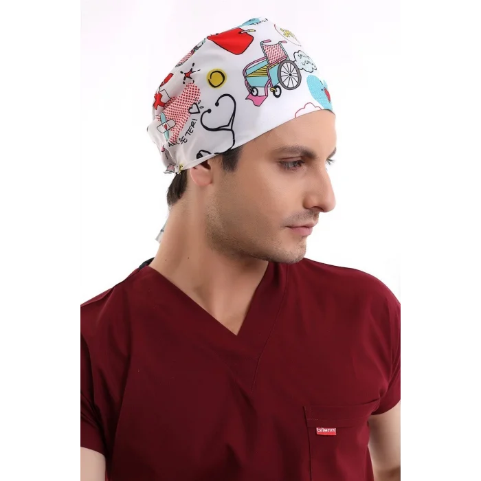 Dijital Unisex Desenli Bone - 6503 Beyaz Stetoskop