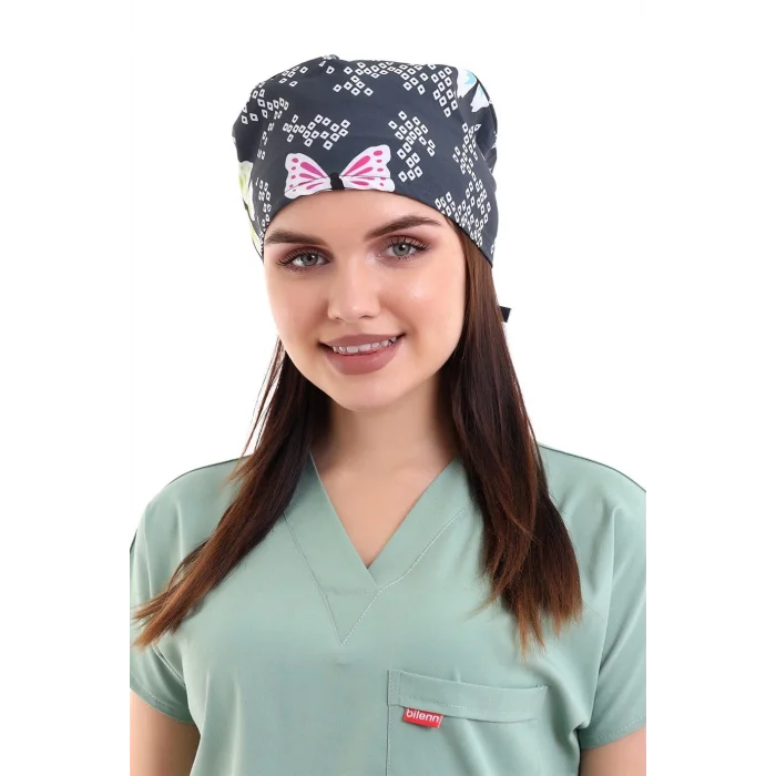 Dijital Unisex Desenli Bone - 6509 Füme Kelebekler