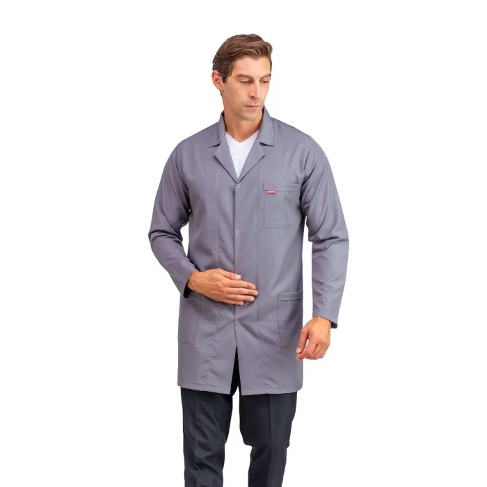 Doktor Öğretmen Erkek Önlük Ara Boy Ceket Yaka - 42 Gri