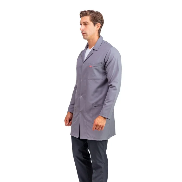 Doktor Öğretmen Erkek Önlük Ara Boy Ceket Yaka - 42 Gri
