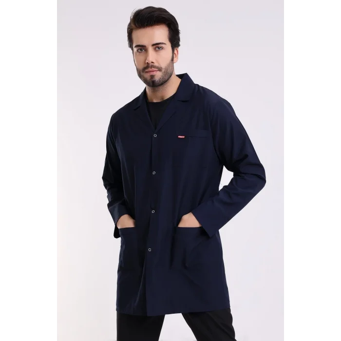 Doktor Öğretmen Erkek Önlük Ara Boy Ceket Yaka - 47 Lacivert
