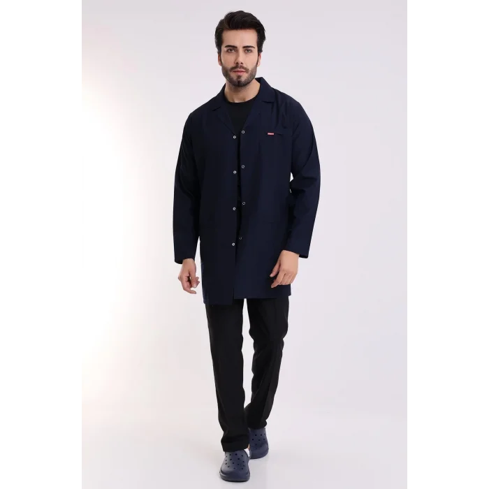 Doktor Öğretmen Erkek Önlük Ara Boy Ceket Yaka - 47 Lacivert