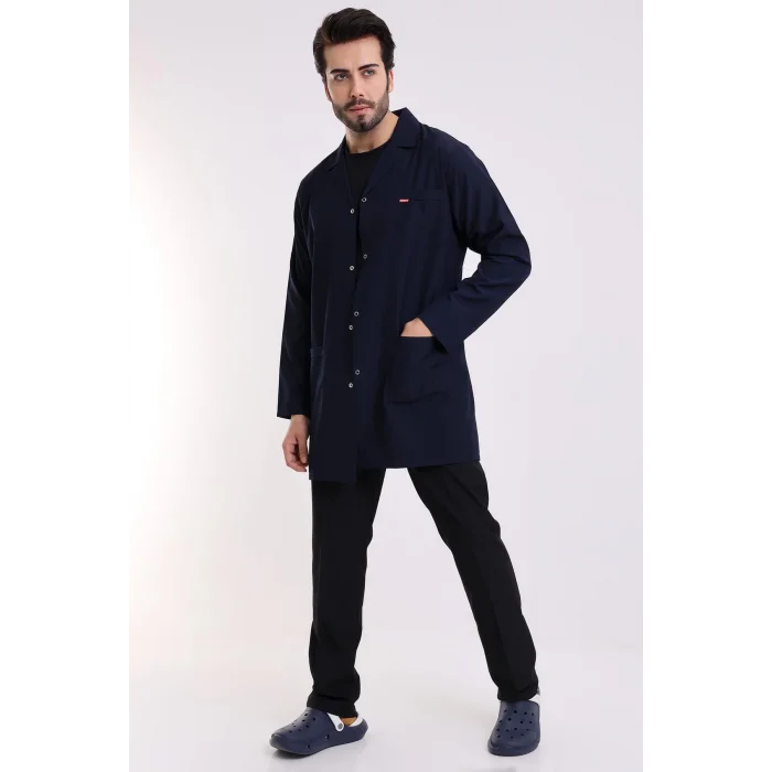 Doktor Öğretmen Erkek Önlük Ara Boy Ceket Yaka - 47 Lacivert