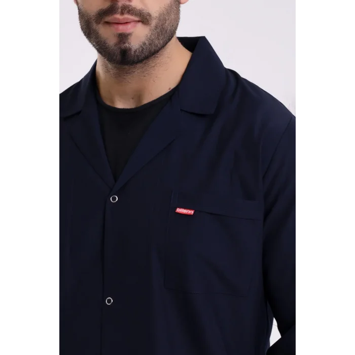 Doktor Öğretmen Erkek Önlük Ara Boy Ceket Yaka - 47 Lacivert