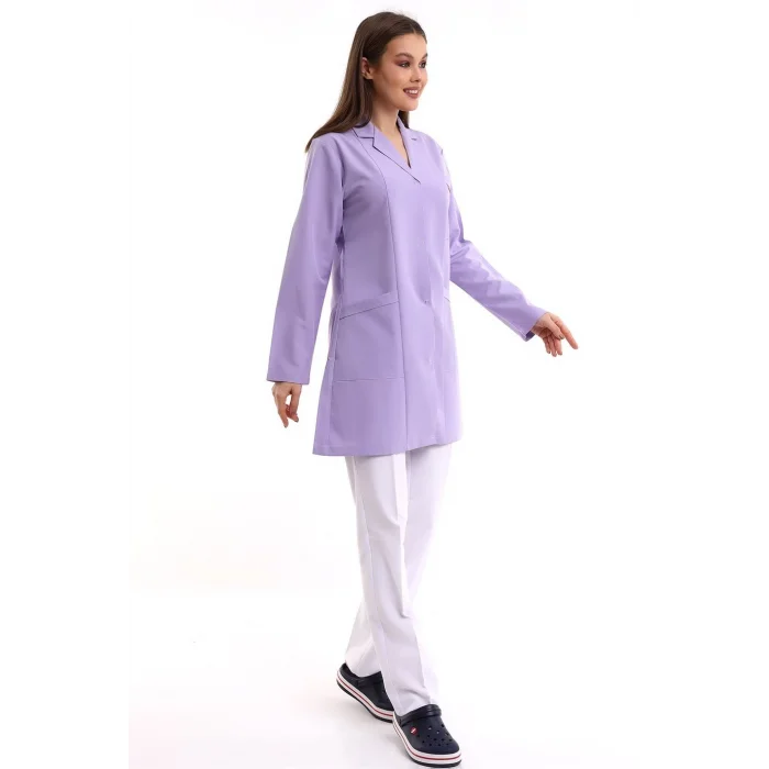Doktor Öğretmen Kadın Önlük Ara Boy Ceket Yaka - 11 Lila