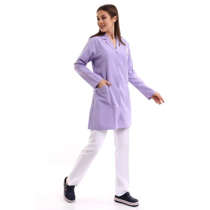 Doktor Öğretmen Kadın Önlük Ara Boy Ceket Yaka - 11 Lila
