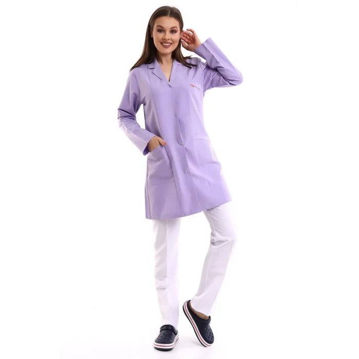 Doktor Öğretmen Kadın Önlük Ara Boy Ceket Yaka - 11 Lila