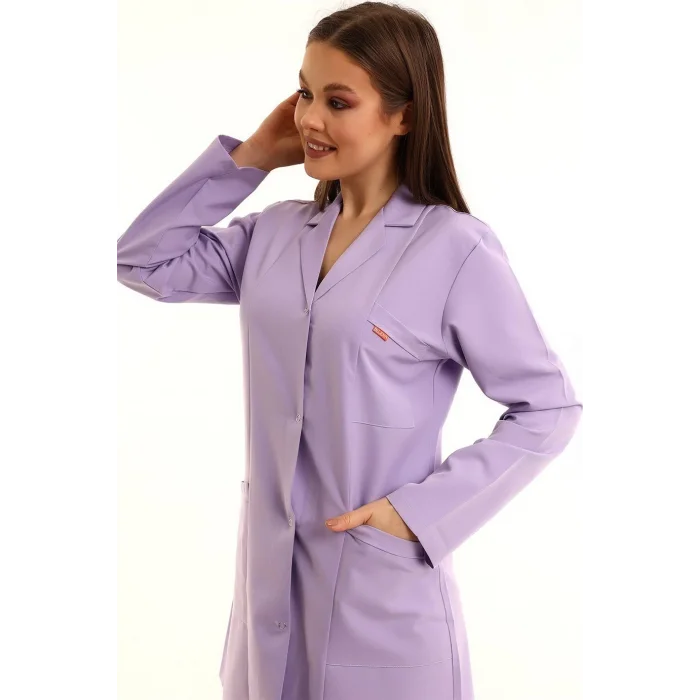 Doktor Öğretmen Kadın Önlük Ara Boy Ceket Yaka - 11 Lila
