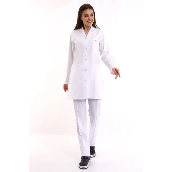 Doktor Öğretmen Kadın Önlük Ara Boy Ceket Yaka - 171 Beyaz