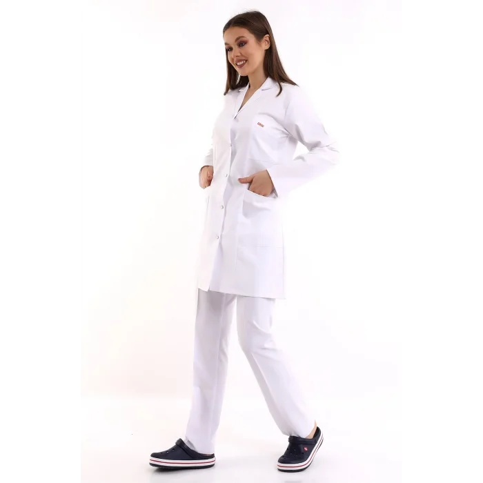 Doktor Öğretmen Kadın Önlük Ara Boy Ceket Yaka - 171 Beyaz