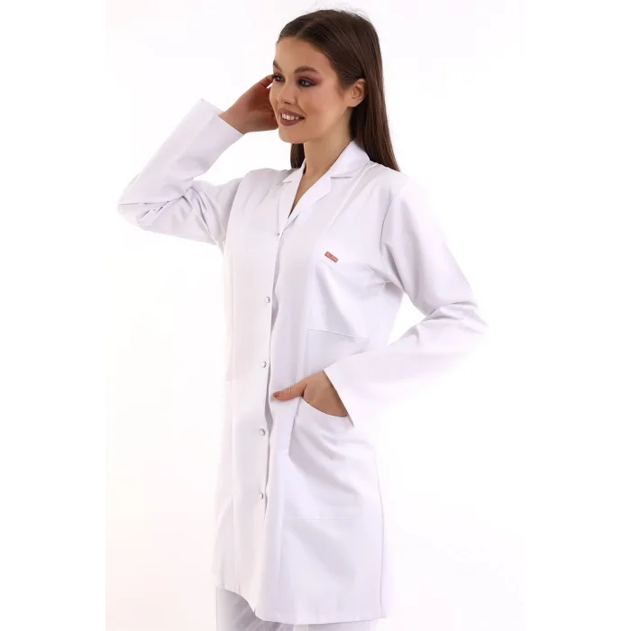 Doktor Öğretmen Kadın Önlük Ara Boy Ceket Yaka - 171 Beyaz