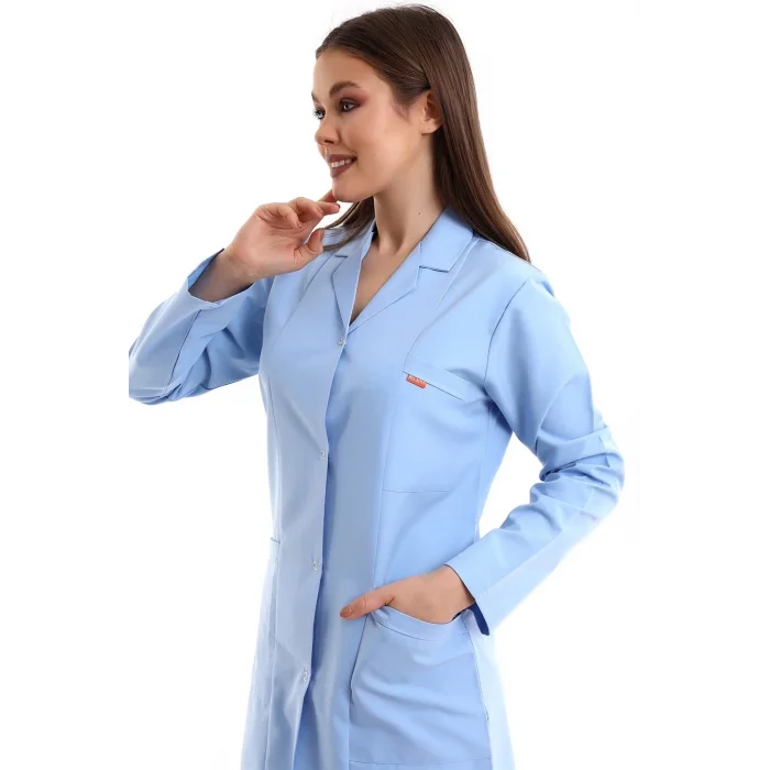 Doktor Öğretmen Kadın Önlük Ara Boy Ceket Yaka - 31 Açık Mavi