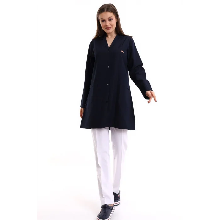 Doktor Öğretmen Kadın Önlük Ara Boy Ceket Yaka - 47 Lacivert