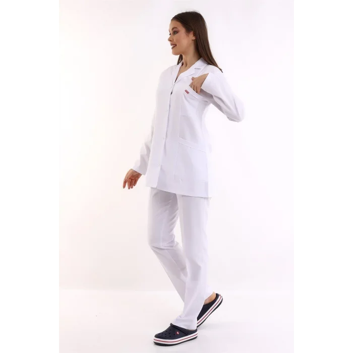 Doktor Öğretmen Kadın Önlük Ceket Boy Ceket Yaka - 171 Beyaz