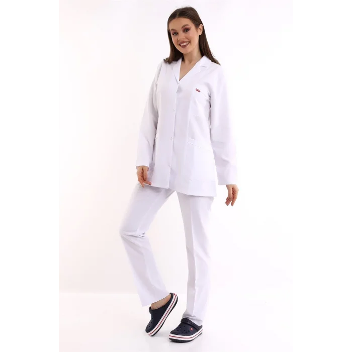 Doktor Öğretmen Kadın Önlük Ceket Boy Ceket Yaka - 171 Beyaz