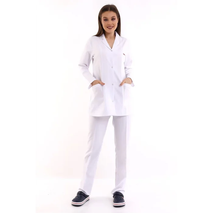 Doktor Öğretmen Kadın Önlük Ceket Boy Ceket Yaka - 171 Beyaz