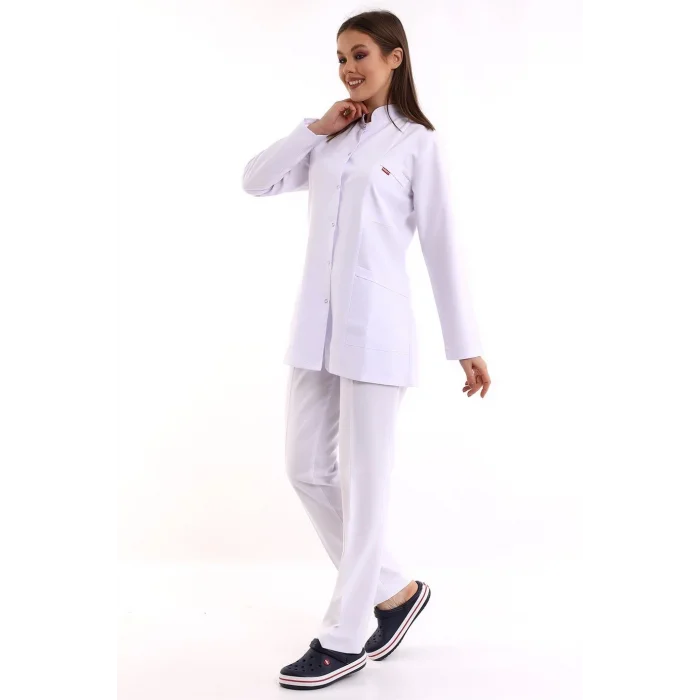 Doktor Öğretmen Kadın Önlük Ceket Boy Hakim Yaka - 171 Beyaz