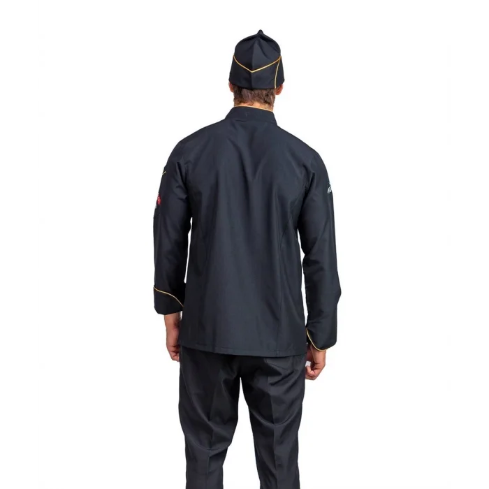 Erkek Aşçı Ceket 01 - Siyah-Sarı Biye