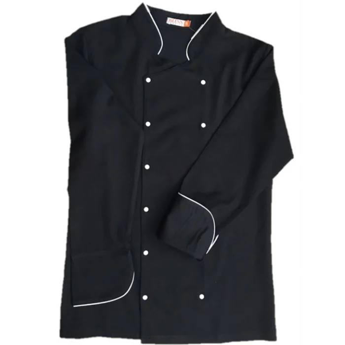 Erkek Aşçı Ceket Likralı 01 - Siyah Beyaz Biye