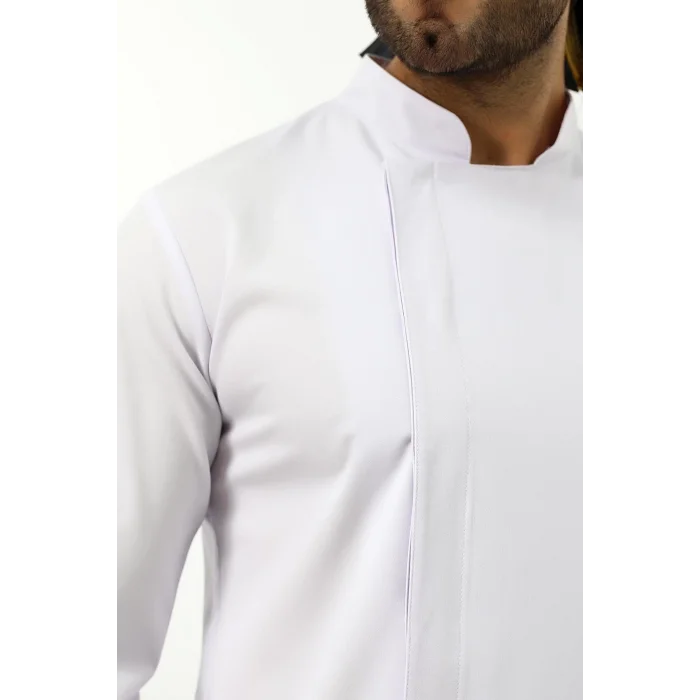 Erkek Likralı Aşçı Ceket - 6401 Beyaz Soft