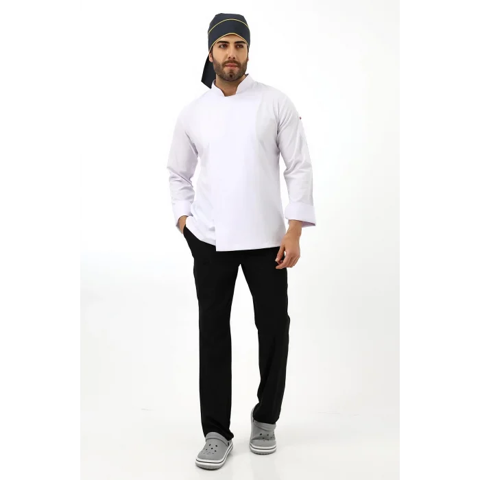 Erkek Likralı Aşçı Ceket - 6401 Beyaz Soft