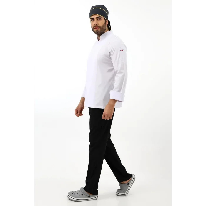 Erkek Likralı Aşçı Ceket - 6401 Beyaz Soft