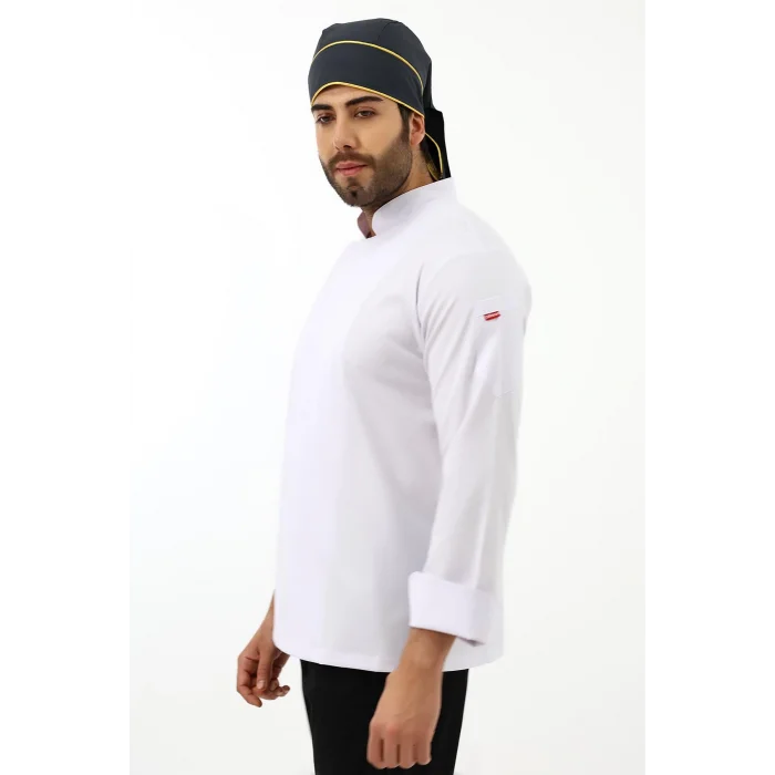 Erkek Likralı Aşçı Ceket - 6401 Beyaz Soft