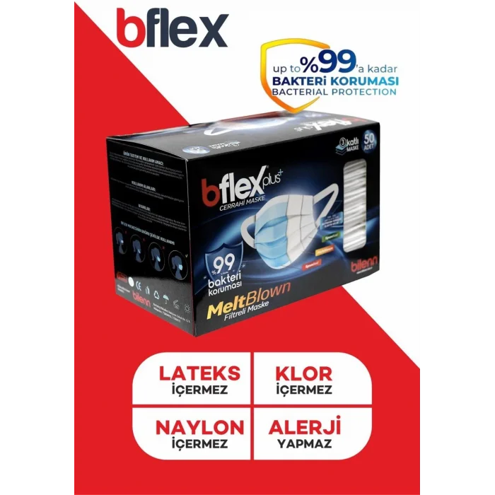 GENİŞ LASTİKLİ CERRAHİ MASKE 50 Lİ SİYAH