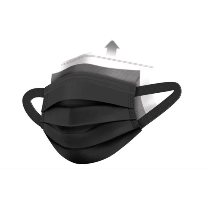 GENİŞ LASTİKLİ CERRAHİ MASKE 50 Lİ SİYAH