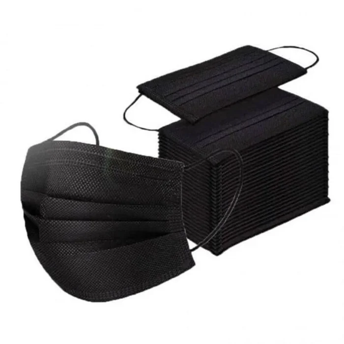 İNCE LASTİKLİ CERRAHİ MASKE 50 Lİ - SİYAH - STANDART